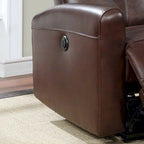 Sillón reclinable eléctrico contemporáneo de cuero azul marino / marrón / negro con masaje lumbar – Asiento individual