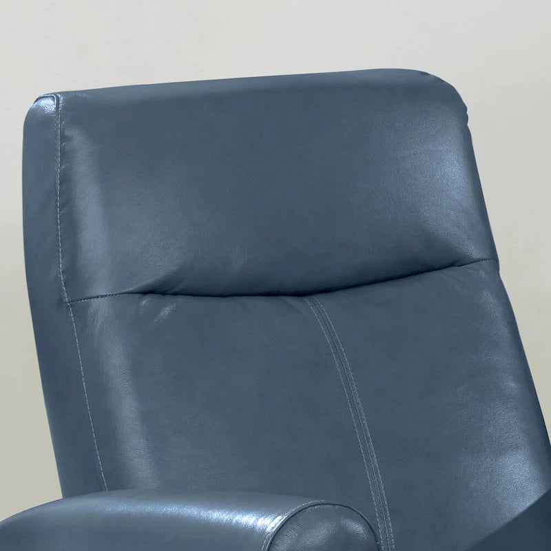 Sillón reclinable eléctrico contemporáneo de cuero azul marino / marrón / negro con masaje lumbar – Asiento individual