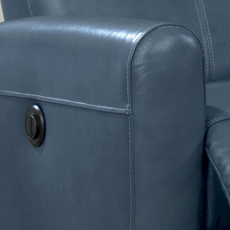 Sillón reclinable eléctrico contemporáneo de cuero azul marino / marrón / negro con masaje lumbar – Asiento individual