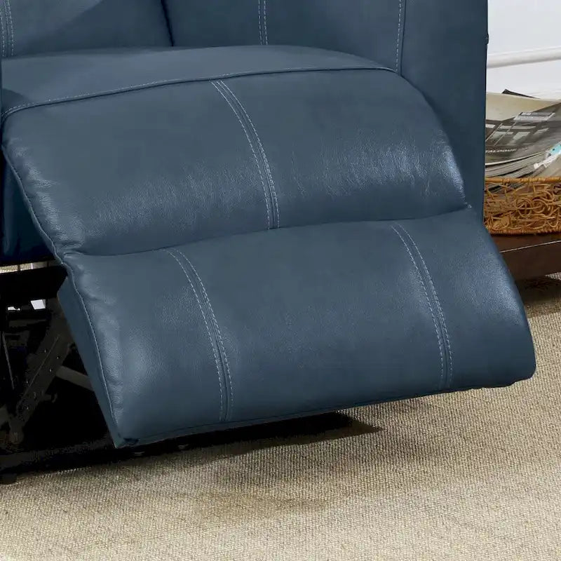 Sillón reclinable eléctrico contemporáneo de cuero azul marino / marrón / negro con masaje lumbar – Asiento individual