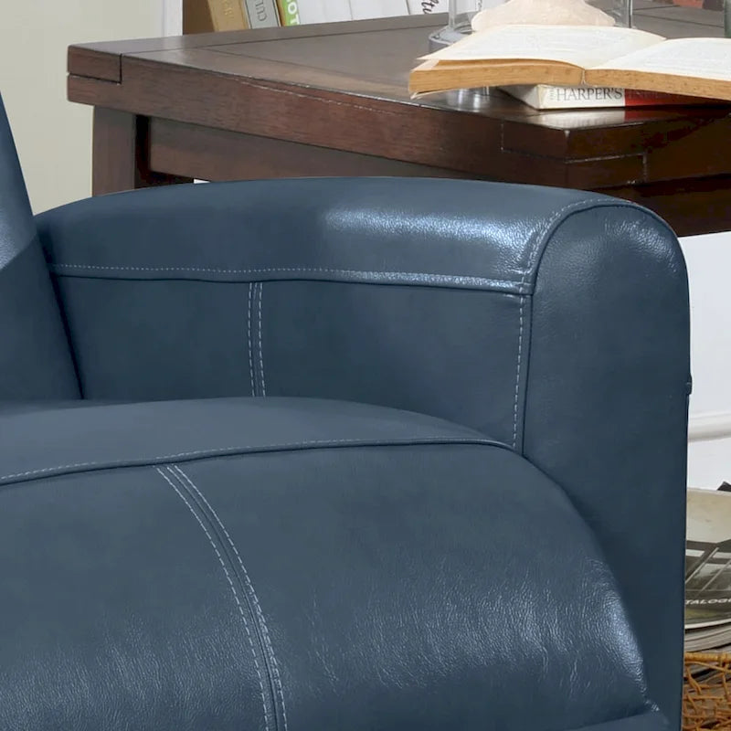 Sillón reclinable eléctrico contemporáneo de cuero azul marino / marrón / negro con masaje lumbar – Asiento individual
