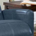 Sillón reclinable eléctrico contemporáneo de cuero azul marino / marrón / negro con masaje lumbar – Asiento individual