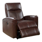 Sillón reclinable eléctrico contemporáneo de cuero azul marino / marrón / negro con masaje lumbar – Asiento individual