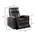 Sillón reclinable eléctrico contemporáneo de cuero azul marino / marrón / negro con masaje lumbar – Asiento individual