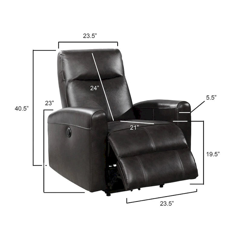 Sillón reclinable eléctrico contemporáneo de cuero azul marino / marrón / negro con masaje lumbar – Asiento individual