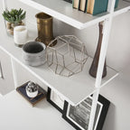 Escritorio flotante de pared blanco mate con estantes - 1 persona