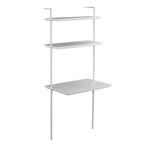 Escritorio flotante de pared blanco mate con estantes - 1 persona