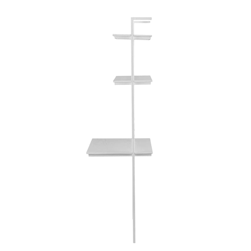 Escritorio flotante de pared blanco mate con estantes - 1 persona