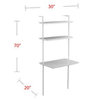 Escritorio flotante de pared blanco mate con estantes - 1 persona