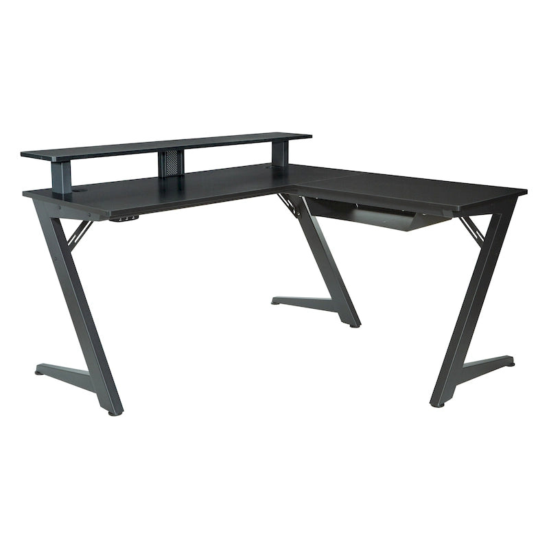 Escritorio gaming en forma de L rojo/negro para 1-2 monitores