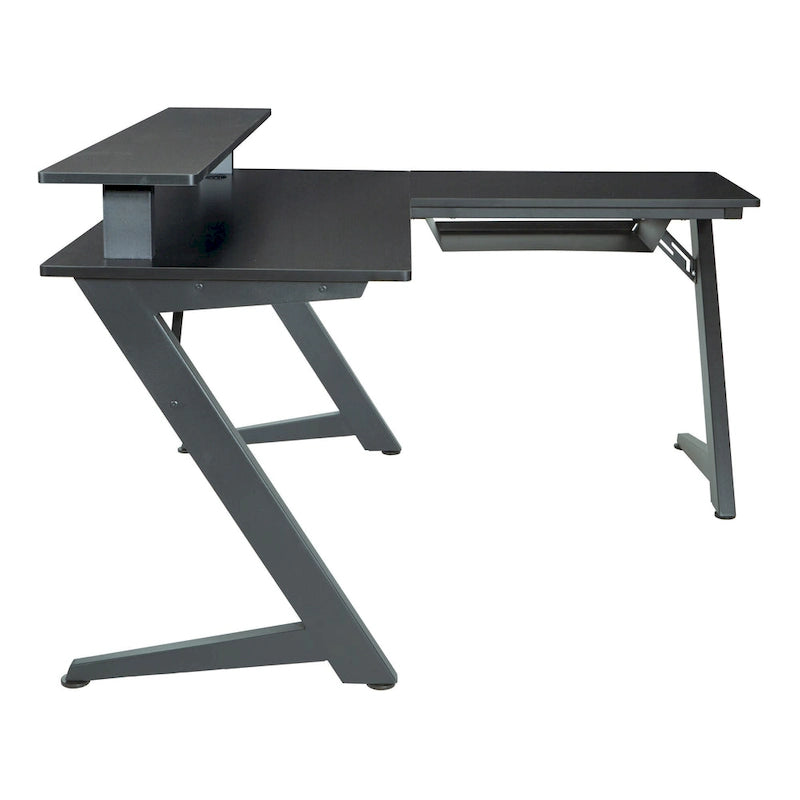 Escritorio gaming en forma de L rojo/negro para 1-2 monitores