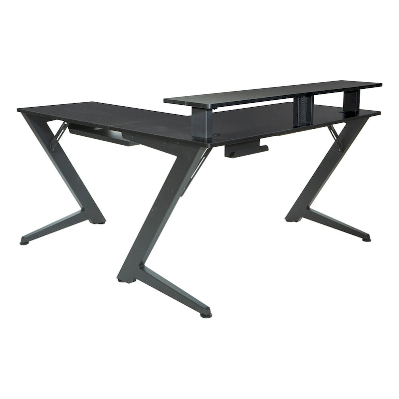 Escritorio gaming en forma de L rojo/negro para 1-2 monitores