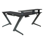 Escritorio gaming en forma de L rojo/negro para 1-2 monitores