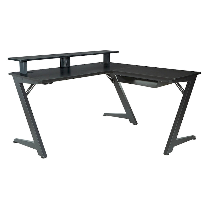 Escritorio gaming en forma de L rojo/negro para 1-2 monitores
