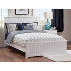 Cama de plataforma Queen blanca con pie de cama – Madera maciza, Capacidad 1–2 personas