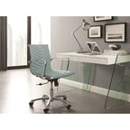 Escritorio de oficina con superficie de cristal y 2 cajones de cierre suave, para 1 persona, marrón/blanco/gris
