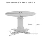 Mesa de comedor redonda rústica marrón, base de pedestal, para 4 personas