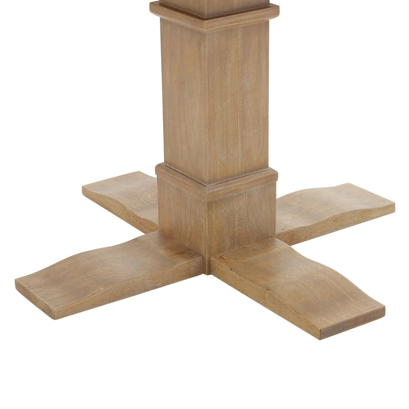 Mesa de comedor redonda rústica marrón, base de pedestal, para 4 personas