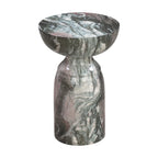 Mesa auxiliar redonda de mármol gris, 1 asiento