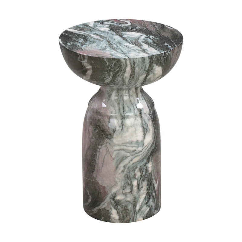 Mesa auxiliar redonda de mármol gris, 1 asiento