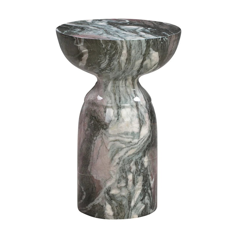 Mesa auxiliar redonda de mármol gris, 1 asiento