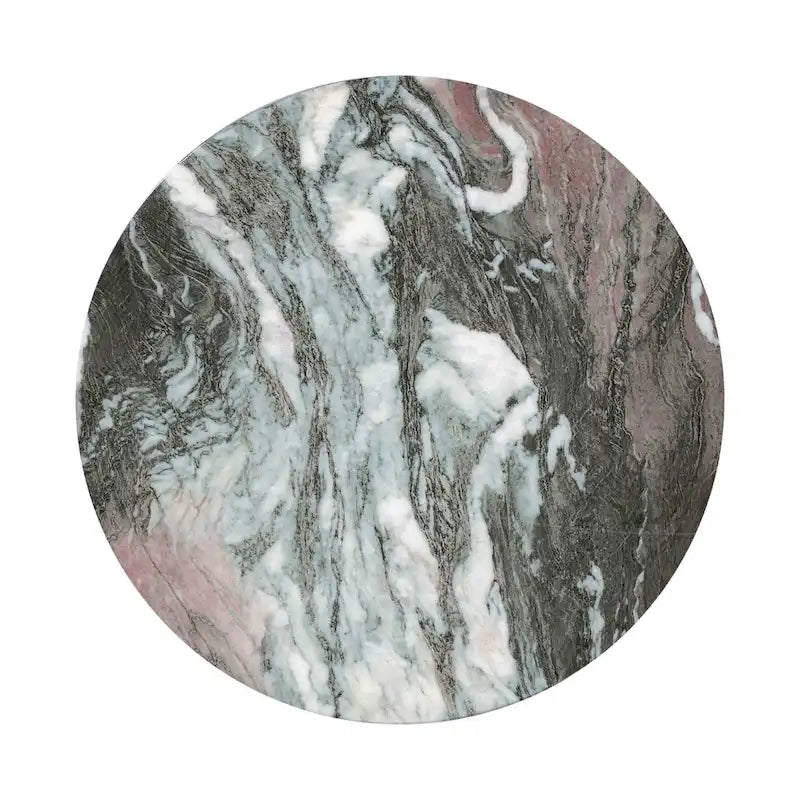 Mesa auxiliar redonda de mármol gris, 1 asiento