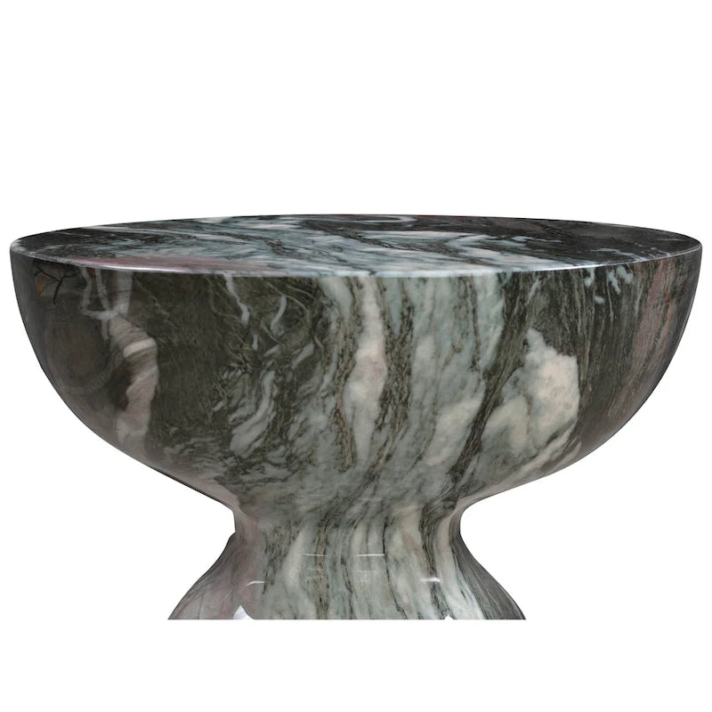 Mesa auxiliar redonda de mármol gris, 1 asiento