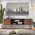 Mueble de TV de mediados de siglo, negro/nogal – Para televisores de hasta 64"