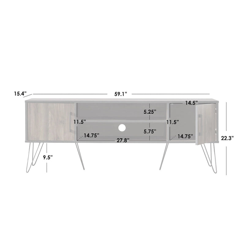 Mueble de TV de mediados de siglo, negro/nogal – Para televisores de hasta 64"