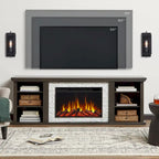 Soporte de TV de chimenea eléctrica de roble oscuro, 72", 1 persona