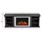Soporte de TV de chimenea eléctrica de roble oscuro, 72", 1 persona