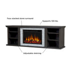 Soporte de TV de chimenea eléctrica de roble oscuro, 72", 1 persona