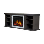 Soporte de TV de chimenea eléctrica de roble oscuro, 72", 1 persona