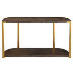 Mesa consola marrón y dorada, superficie de madera, 1 pieza, 54 an. x 30 al. x 14 prof. pulg.