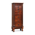 Gabinete para joyas de madera marrón con espejo - 7 cajones, 2 puertas laterales