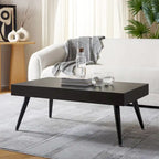 Mesa de centro rectangular moderna de mediados de siglo en gris claro / roble negro / raya negra / marrón natural