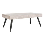 Mesa de centro rectangular moderna de mediados de siglo en gris claro / roble negro / raya negra / marrón natural