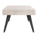Mesa de centro rectangular moderna de mediados de siglo en gris claro / roble negro / raya negra / marrón natural
