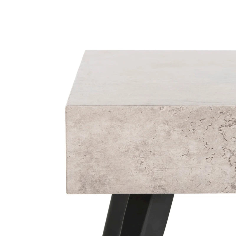 Mesa de centro rectangular moderna de mediados de siglo en gris claro / roble negro / raya negra / marrón natural