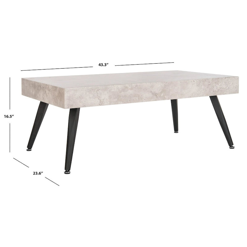 Mesa de centro rectangular moderna de mediados de siglo en gris claro / roble negro / raya negra / marrón natural