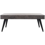 Mesa de centro rectangular moderna de mediados de siglo en gris claro / roble negro / raya negra / marrón natural