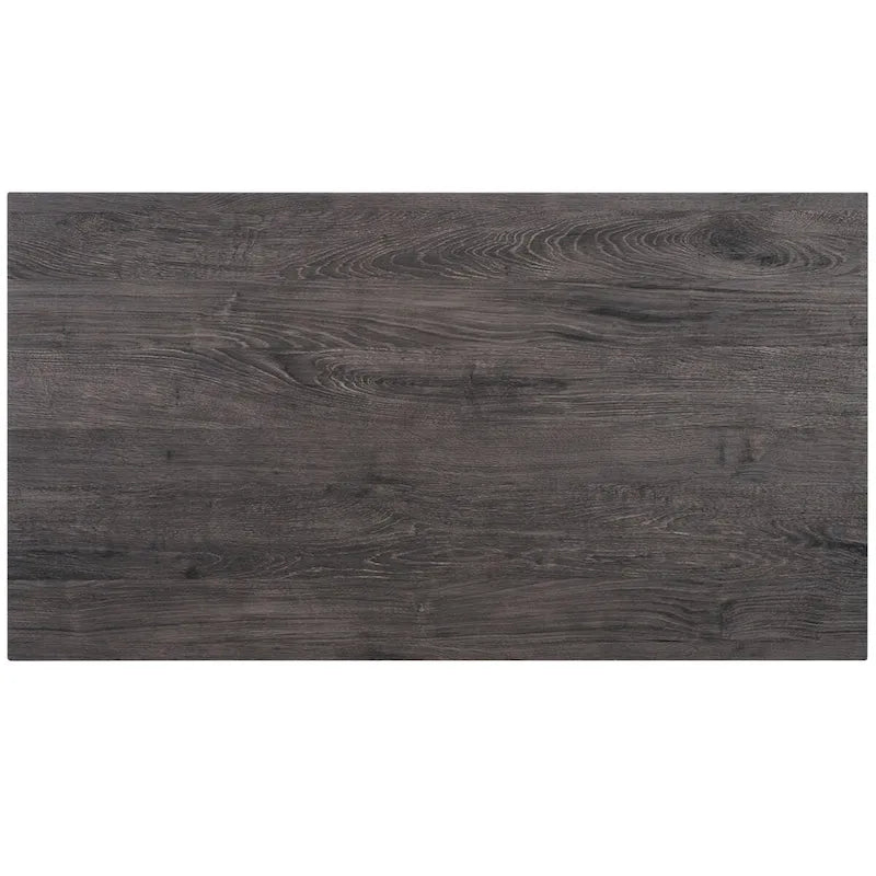 Mesa de centro rectangular moderna de mediados de siglo en gris claro / roble negro / raya negra / marrón natural