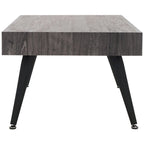 Mesa de centro rectangular moderna de mediados de siglo en gris claro / roble negro / raya negra / marrón natural