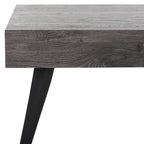 Mesa de centro rectangular moderna de mediados de siglo en gris claro / roble negro / raya negra / marrón natural