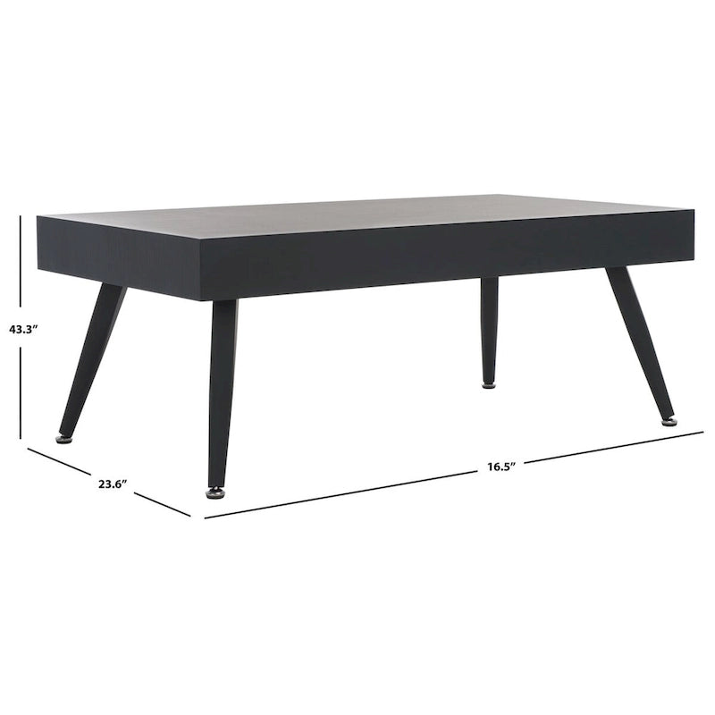 Mesa de centro rectangular moderna de mediados de siglo en gris claro / roble negro / raya negra / marrón natural