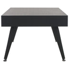 Mesa de centro rectangular moderna de mediados de siglo en gris claro / roble negro / raya negra / marrón natural