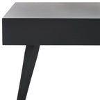 Mesa de centro rectangular moderna de mediados de siglo en gris claro / roble negro / raya negra / marrón natural