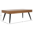 Mesa de centro rectangular moderna de mediados de siglo en gris claro / roble negro / raya negra / marrón natural
