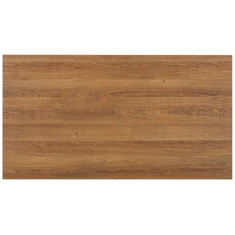 Mesa de centro rectangular moderna de mediados de siglo en gris claro / roble negro / raya negra / marrón natural