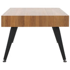 Mesa de centro rectangular moderna de mediados de siglo en gris claro / roble negro / raya negra / marrón natural